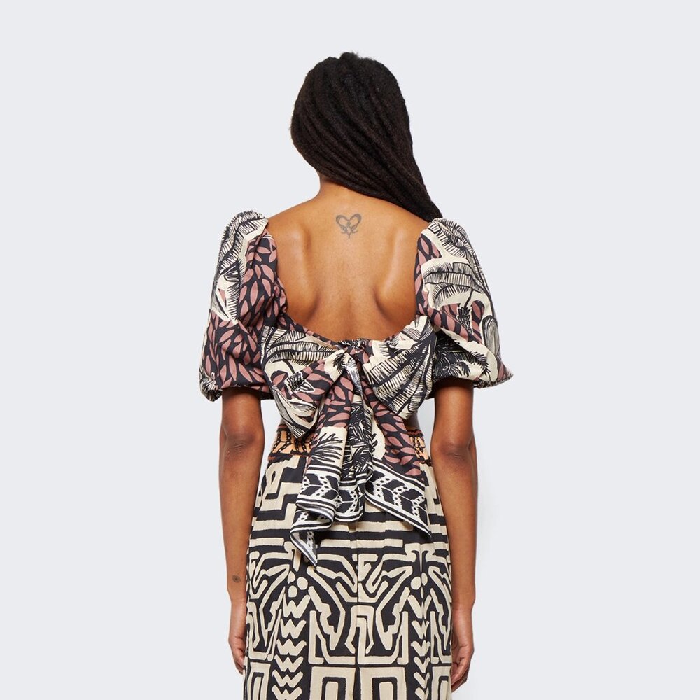 Johanna Ortiz Paraiso Natural Tropical Print Crop Top Size 2 NEW NWT - Picture 11 of 12